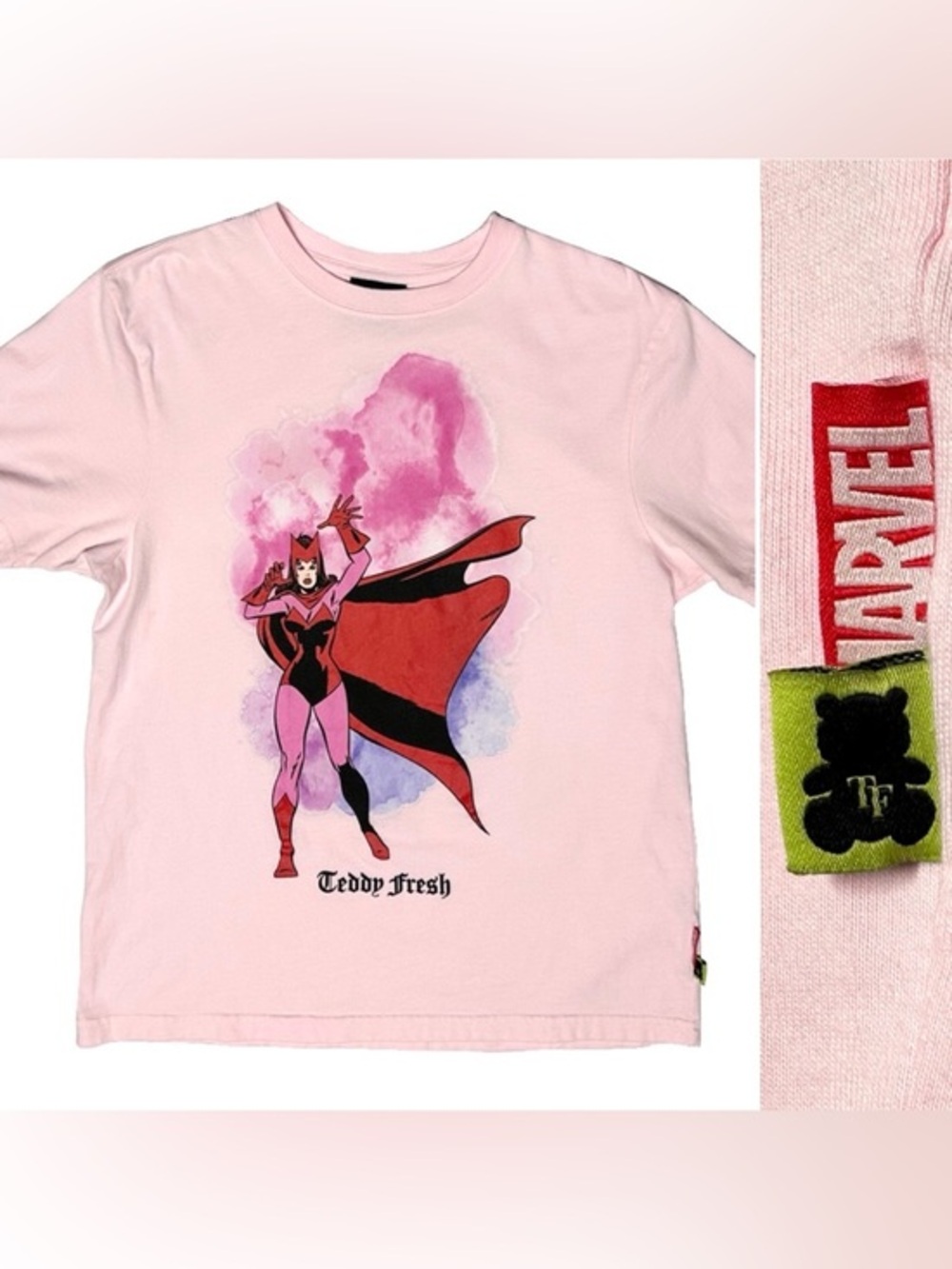 Teddy Fresh x Marvel Scarlet Witch Comic Pink T-Shirt Pop Culture Small